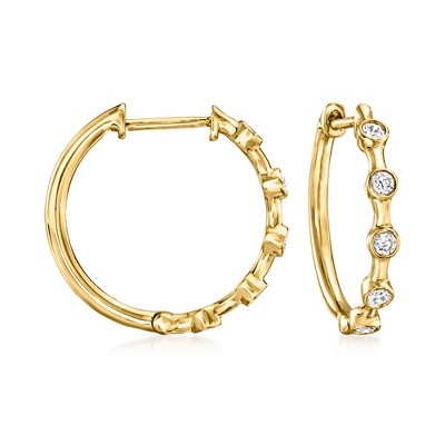Ross-Simons 0.25 ct. t.w. Bezel-Set Diamond Hoop Earrings in 18kt Yellow Gold