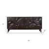 HomeRoots 80" Dark Brown Solid Wood Carved Abstract Sideboard with Four Doors - 3 of 4