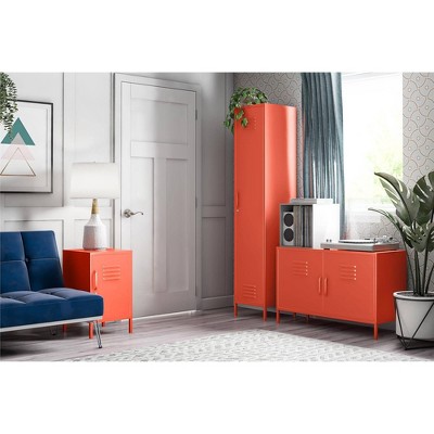 Cache Tall Orange Metal Locker Storage Cabinet with Adjustable Shelving