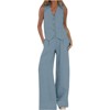 Mocamel Women's Elegant Commute Sleeveless Vest Wide and Leg Pants Set - 3 of 4