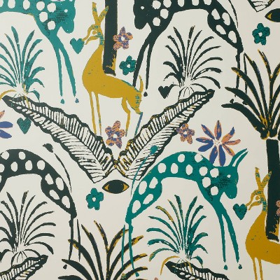 Cream Jungle Animals Peel and Stick Vinyl Wallpaper