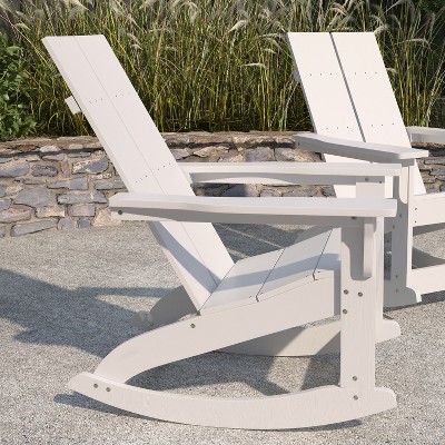 Modern White Polyresin Adirondack Rocking Chair with UV Protection
