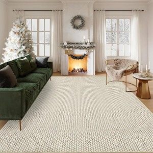 Acekool 5x7 Washable Braided Print Area Rug, Non-Slip Modern Soft Carpet, Stain Resistant Low Pile Throw Rug for Living Room, Bedroom - 1 of 4