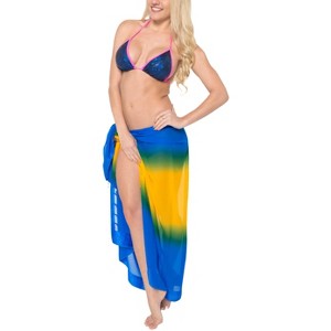 LA LEELA Summer Beachwear Sarong Swimsuit Coverups for Women Chiffon Long Beach Wraps Skirt Swim Cover Up Sheer Scarf Sarong One Size Blue,Solid - 1 of 4