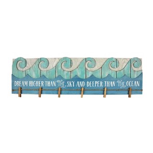 Beachcombers Coastal Themed Wooden Wall Hanging Clothespin Photo Holder - 1 of 1