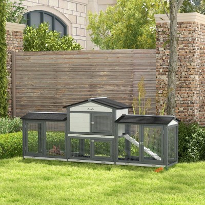 Wooden Rabbit Hutch Pet Playpen House Enclosure Large Outdoor Bunny With Double Side Ramp,For Guinea Pig Chicken Duck And Small Animals-Cuddlewood