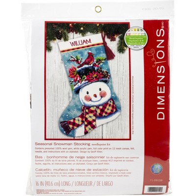 Dimensions Stocking Needlepoint Kit 16" Long-Seasonal Snowman Stitched In Wool