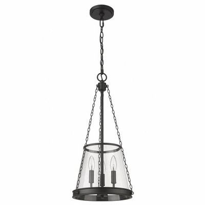 Prescott Matte Black Mini Drum Pendant with Nickel Accents