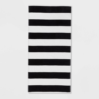 Striped Beach Towel Black/White - Sun Squad™