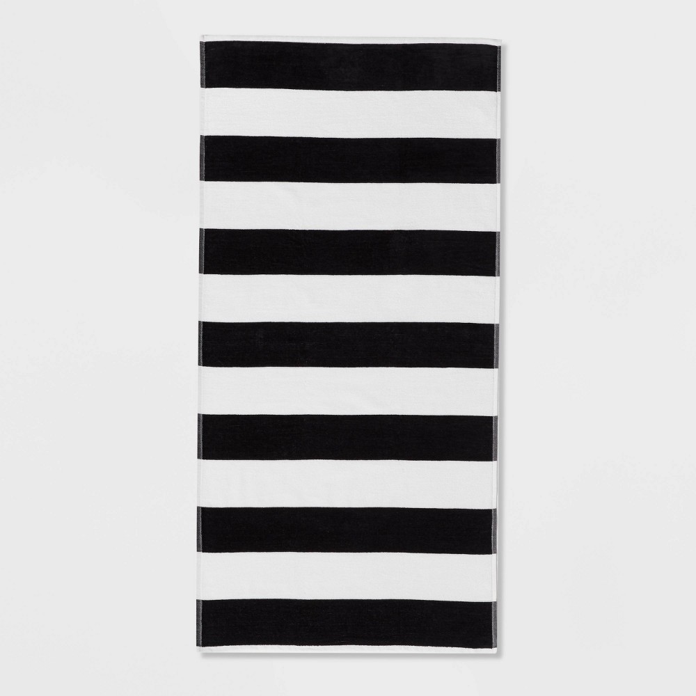 Striped Beach Towel Black/White - Sun Squad&trade;