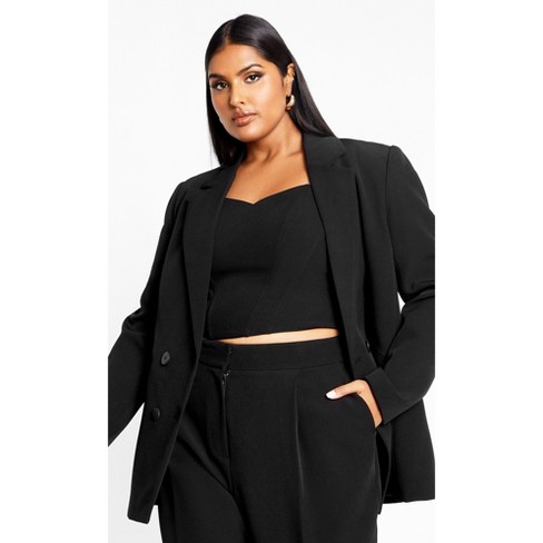 Women's Plus Size Oversized Alexis Blazer Jacket - black | CITY CHIC - image 1 of 4