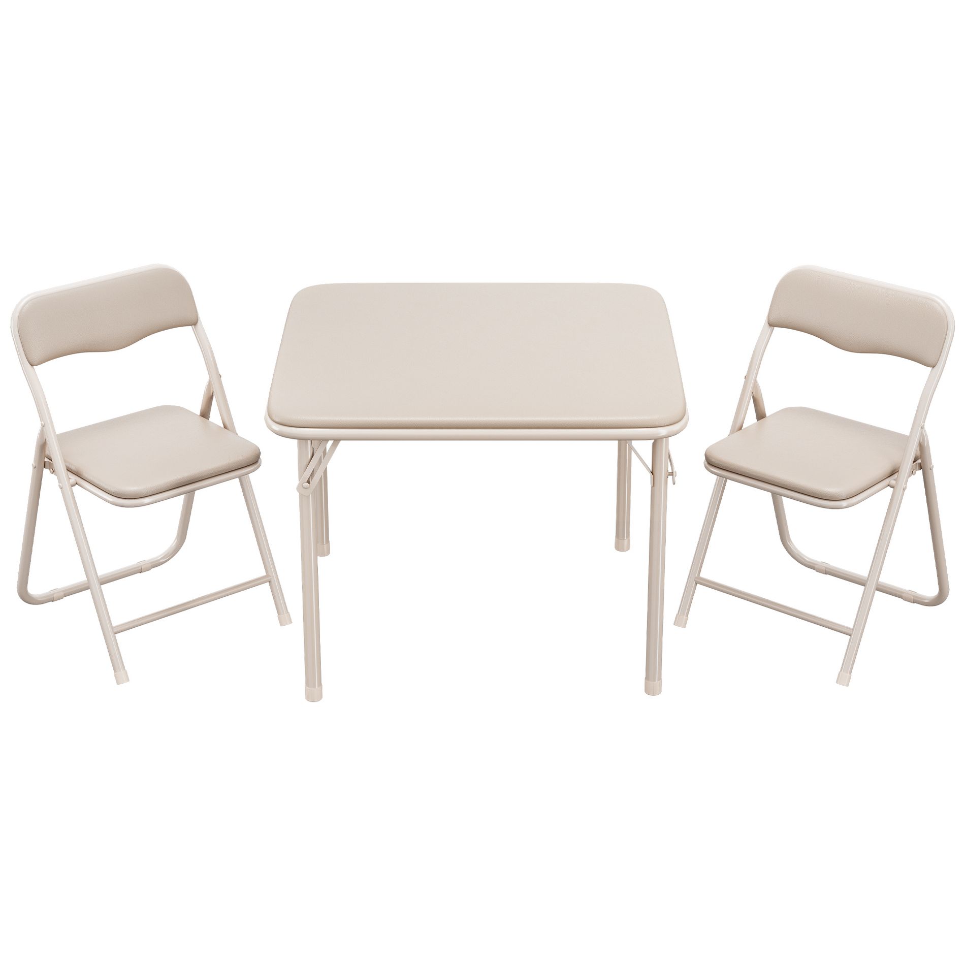 Boys and Girls Folding Table and Chairs Set of 3, Portable Table and Chair with Pu Soft Cushion, No Installation Required