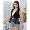Coolmee Women's Casual Vests Denim Style Vacation Simple Vests Single Button Front Contrast Color Stitching Short Tassel Summer Vests L Black - 2 of 4