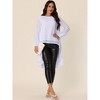 Seta T Women's Lantern Long Sleeve Round Neck High Low Irregular Hem Casual Blouse - 3 of 4