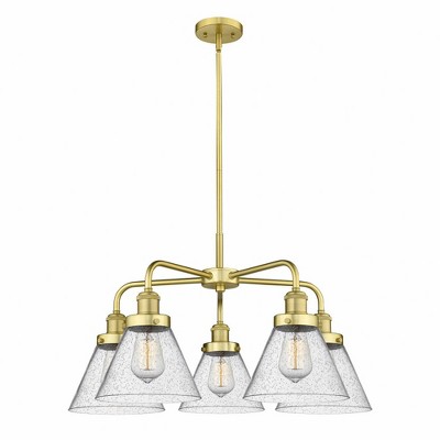 Cone - 5 Light Stem Hung Chandelier In Art Deco Style-15 Inches Tall and 25.75 Inches Wide