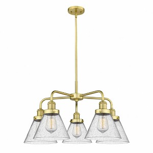 Cone - 5 Light Stem Hung Chandelier In Art Deco Style-15 Inches Tall and 25.75 Inches Wide - 1 of 1