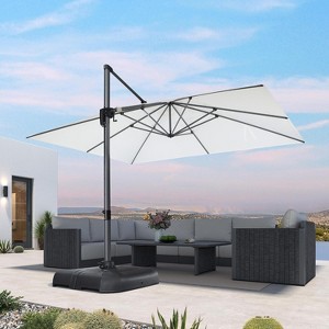 PURPLE LEAF 10' X 13' Patio Umbrella Outdoor Cantilever Rectangle Umbrella Aluminum Umbrella with 360-degree Rotation for Garden Pool Patio - 1 of 4