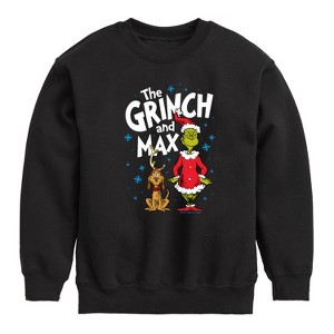 Boys' - Dr. Seuss - Grinch and Max- Youth Crew Fleece Sweatshirt Graphic Long Sleeve Fleece Sweatshirt - 1 of 4