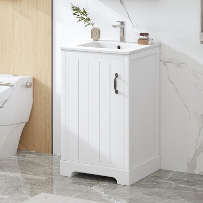 MOEPISY 20 inch Bathroom Vanity with Sink, Bathroom Cabinet with Soft Closing Door, Storage Rack and Adjustable Shelve
