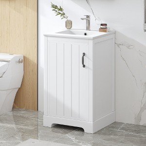 MOEPISY 20 inch Bathroom Vanity with Sink, Bathroom Cabinet with Soft Closing Door, Storage Rack and Adjustable Shelve - 1 of 4
