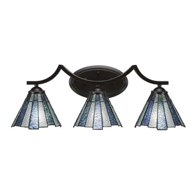 Toltec Lighting Zilo 3 - Light Vanity in  Dark Granite with 7" Sea Ice Art Glass Shade