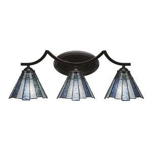 Toltec Lighting Zilo 3 - Light Vanity in  Dark Granite with 7" Sea Ice Art Glass Shade - 1 of 1