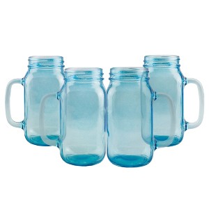 Darware 24oz Mason Jar Mugs w/ Handles, 4pk; Glass Drinking Glasses for Cold Beverages - 1 of 4