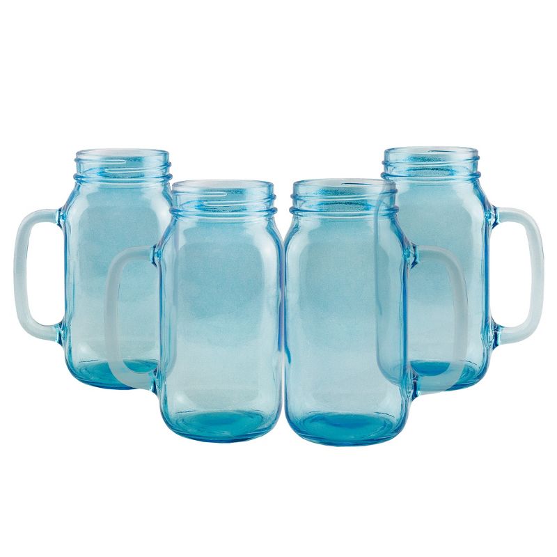 Darware 24oz Mason Jar Mugs w/ Handles, 4pk; Glass Drinking Glasses for Cold Beverages, 1 of 9