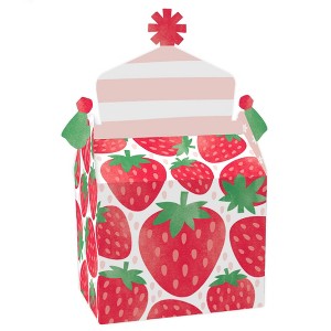 Big Dot of Happiness Berry Sweet Strawberry - Treat Box Party Favors - Fruit Themed Birthday Party or Baby Shower Goodie Gable Boxes - Set of 12 - 1 of 4