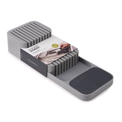 Compact Gray 2-Tier Knife Organizer with Non-Slip Base