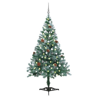 Frosted Pre-lit Christmas Tree with Ball Set Pinecones 59.1"