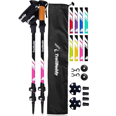 Cascade Mountain Tech Aluminum Adjustable Trekking Poles - Lightweight  Quick Lock Walking Or Hiking Stick - 1 Set (2 Poles)