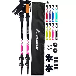 TrailBuddy Trekking Poles for Hiking - Set of 2 Collapsible Walking Sticks - Camping Accessories, Berry Pink