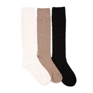 MUK LUKS Women's Microfiber Patchwork Texture Socks 3 Pack - 1 of 2