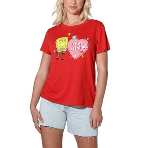 Women's Spongebob Be My Valentine Loose T-Shirt - 1 of 4