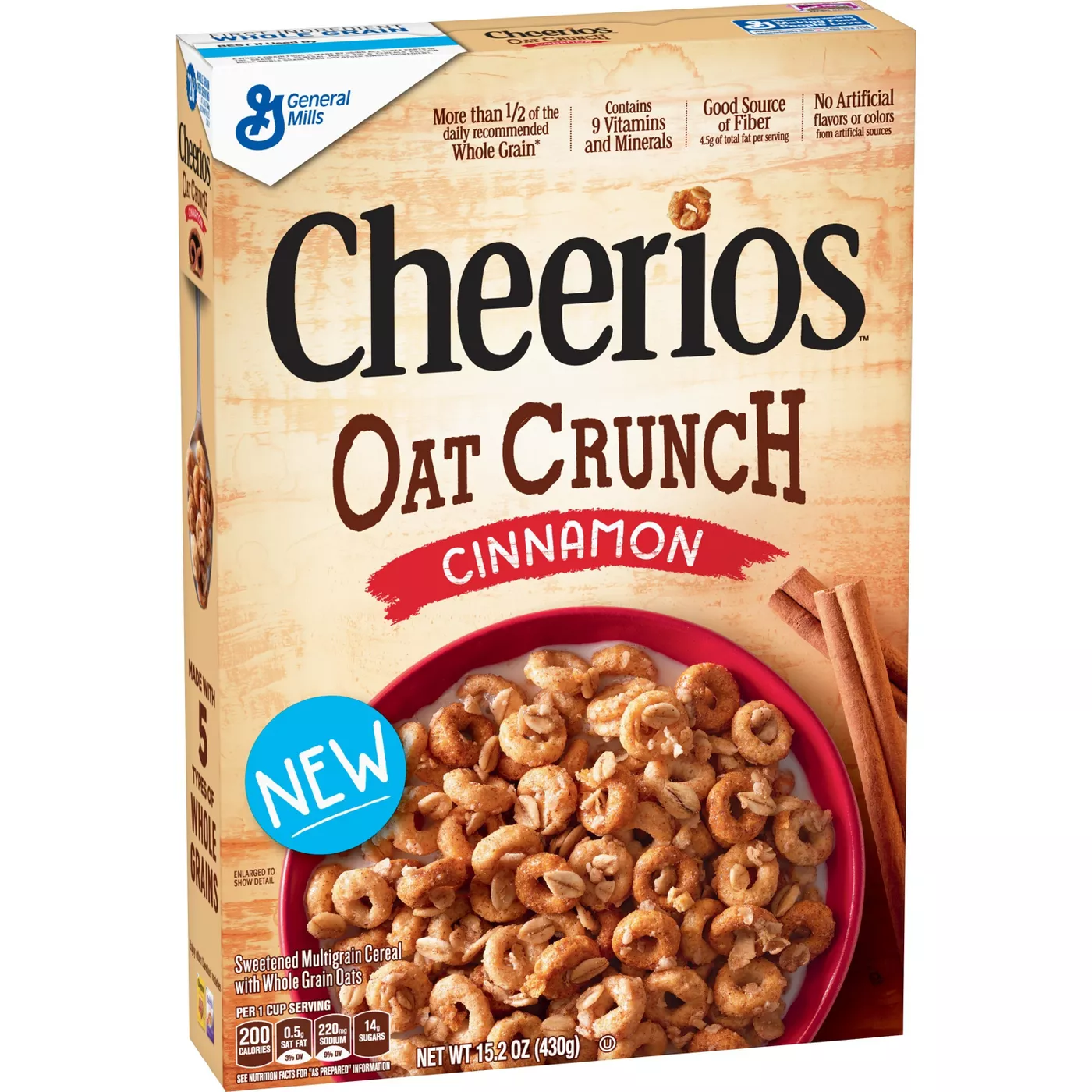 Cheerios Cinnamon Oat Crunch Breakfast Cereal - 15.2oz - General Mills - image 1 of 3