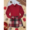 Picture Perfect Turtleneck Knit Sweater and Checkered Skort Set Mia Belle Girls - 4 of 4