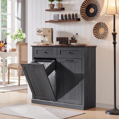 Laundry Hampers with Drawer, 20 Gallon Farmhouse Clothes Hamper, Wood Laundry Table with Laundry Storage Basket for Bathroom