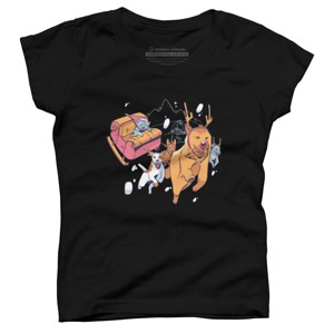 Girl's Design By Humans Christmas santa cat By ArtStyleAlice T-Shirt - 1 of 3