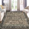 Washable Vintage Floral Distressed Rug Non Slip Low Pile Rug Soft Throw Floor Cover Foldable Indoor Carpet for Living Room Bedroom - 3 of 4