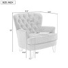 Vintage Upholstered Accent Chair,Lounge Chair with Wood Legs and Curved Backrest,Nailhead Trim Chair for Living Room or Office-Baofuwish - 4 of 4
