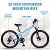 INFURNIC Bicycles Mountain Bike for Girls and Boys 24 Inch Shimano 6 Speed Suspension Fork Disc Brakes, Blue, 61.42"*23.63"*36.62" - 3 of 4