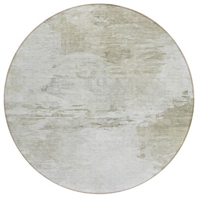 Ivory Beige And Taupe Abstract Washable Indoor Outdoor Area Rug