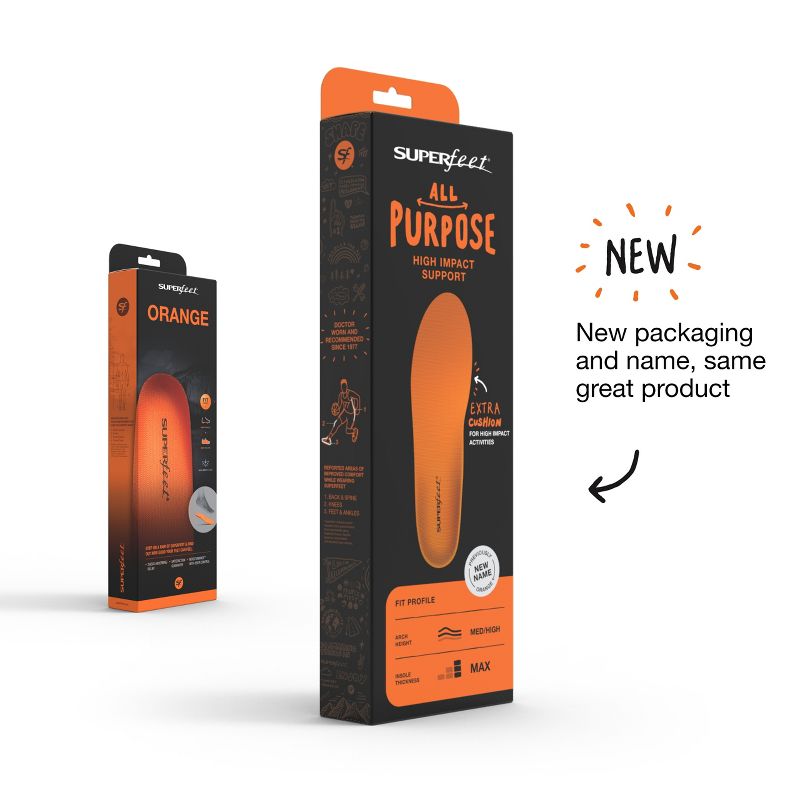 Superfeet All-Purpose High Impact Support Insoles (Orange) - Trim-To-Fit Orthotic Arch Support Shoe Inserts, 2 of 7