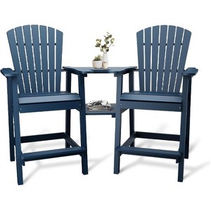 Outdoor Adirondack Barstools with Connecting Tray, Tall Chairs Bar Chairs for Deck, Balcony, Backyard, Patio Bar Stool Chair with High Back Set of 2 - 1 of 4