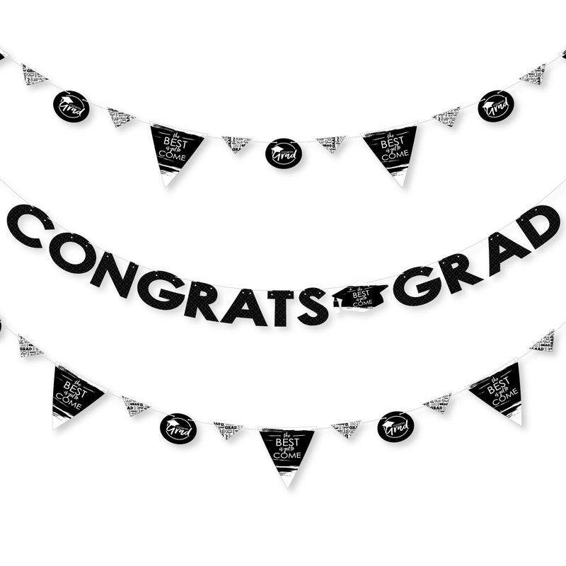 Big Dot of Happiness Black and White Grad - Best is Yet to Come -  Party Letter Banner Decor - 36 Banner Cutouts and Congrats Grad Banner Letters, 1 of 7