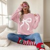 Coolmee Womens Winter Sweater Long Sleeve Crewneck Sweaters Knit Casual Fit Cute Bow Pullover Tops - 2 of 3