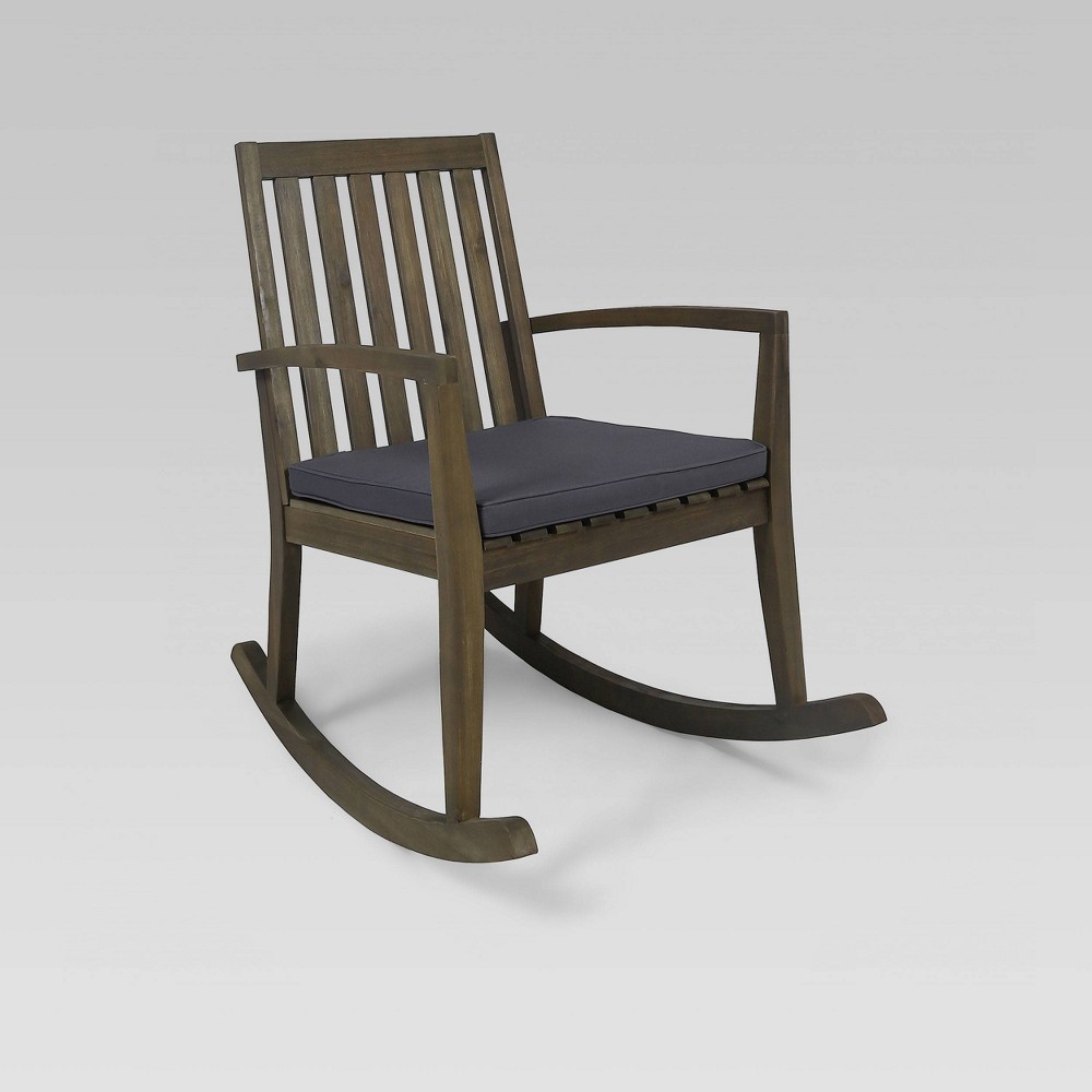 Photos - Garden Furniture Montrose Acacia Wood Patio Rocking Chair Gray - Christopher Knight Home