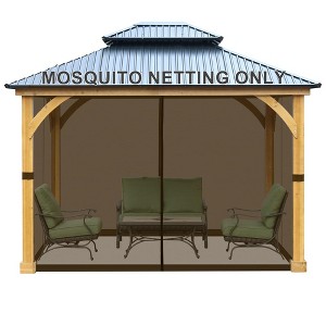 Aoodor Universal 10 x 7 x 13 ft. Gazebo Replacement Mosquito Netting Screen 4-Panel Sidewalls with Double Zipper (Only Netting) - 1 of 4