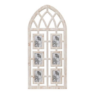 Whitewashed Vintage Cathedral Arch Wood Photo Frame 19" x 41"